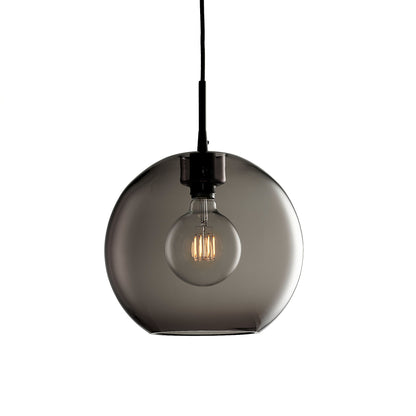Taklampe GLORIA, svart/røykfarget glass, 320 mm