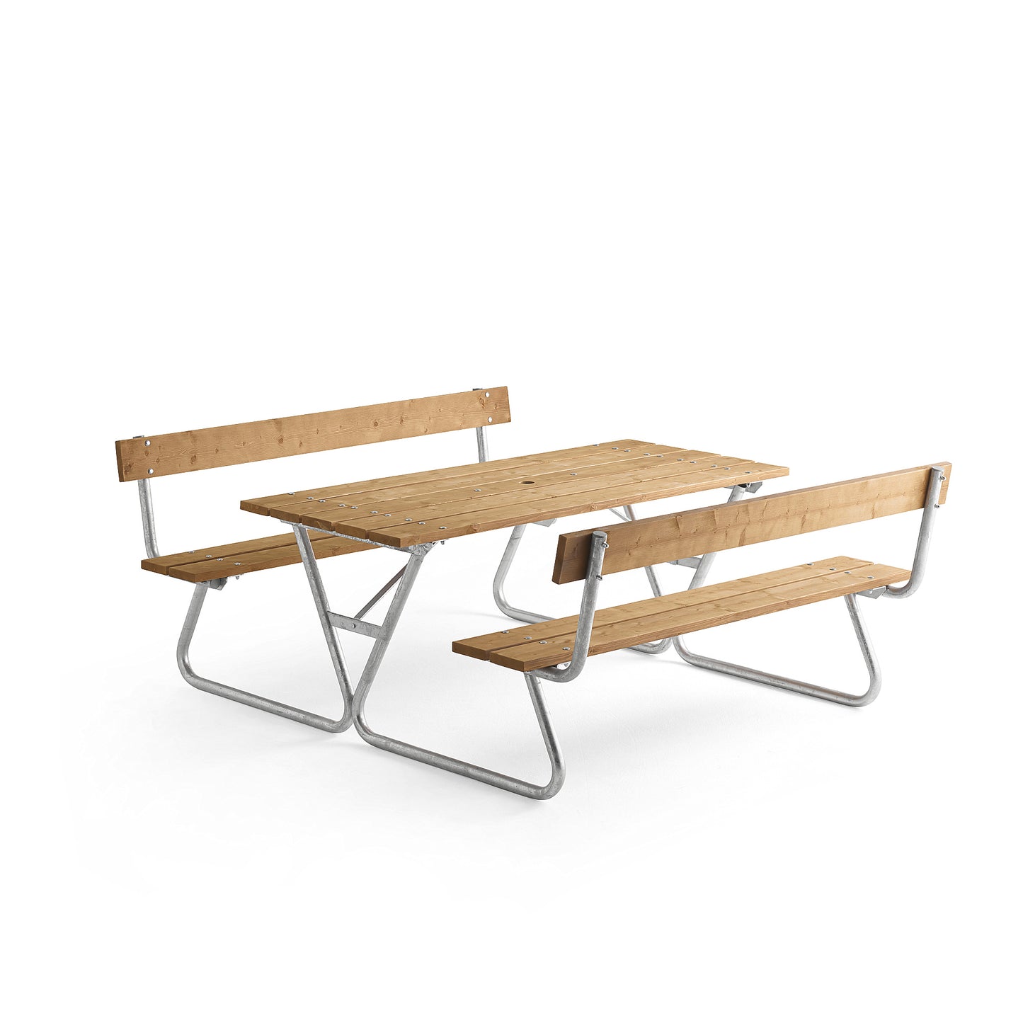 Piknikbord PICNIC PINE med ryggstøtte – 1800 mm, brun