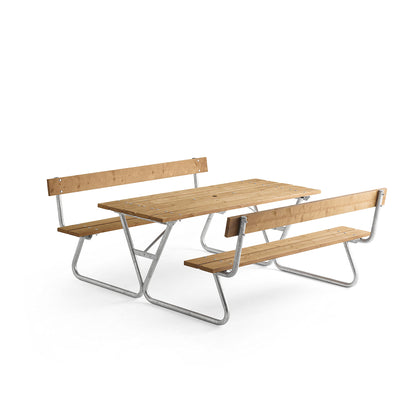 Piknikbord PICNIC PINE med ryggstøtte – 1800 mm, brun