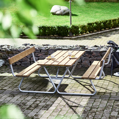 Piknikbord PICNIC PINE med ryggstøtte – 1800 mm, brun