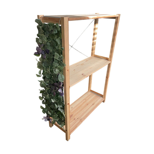 IVAR hylle i furu med kunstig planter, 89x31x124 cm