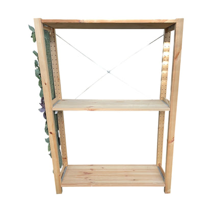 IVAR hylle i furu med kunstig planter, 89x31x124 cm