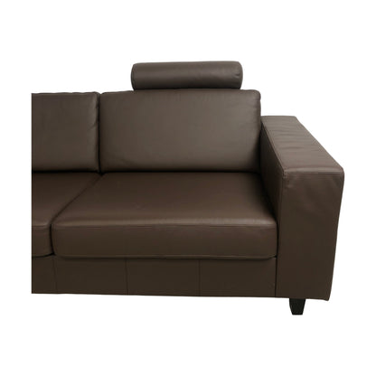 Solution sjeselong sofa i brunt skinn, fra A-Møbler