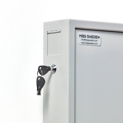 Nøkkelskap MORTON, Grå, H800 B300 D100 mm, 150 kroker, kodelås