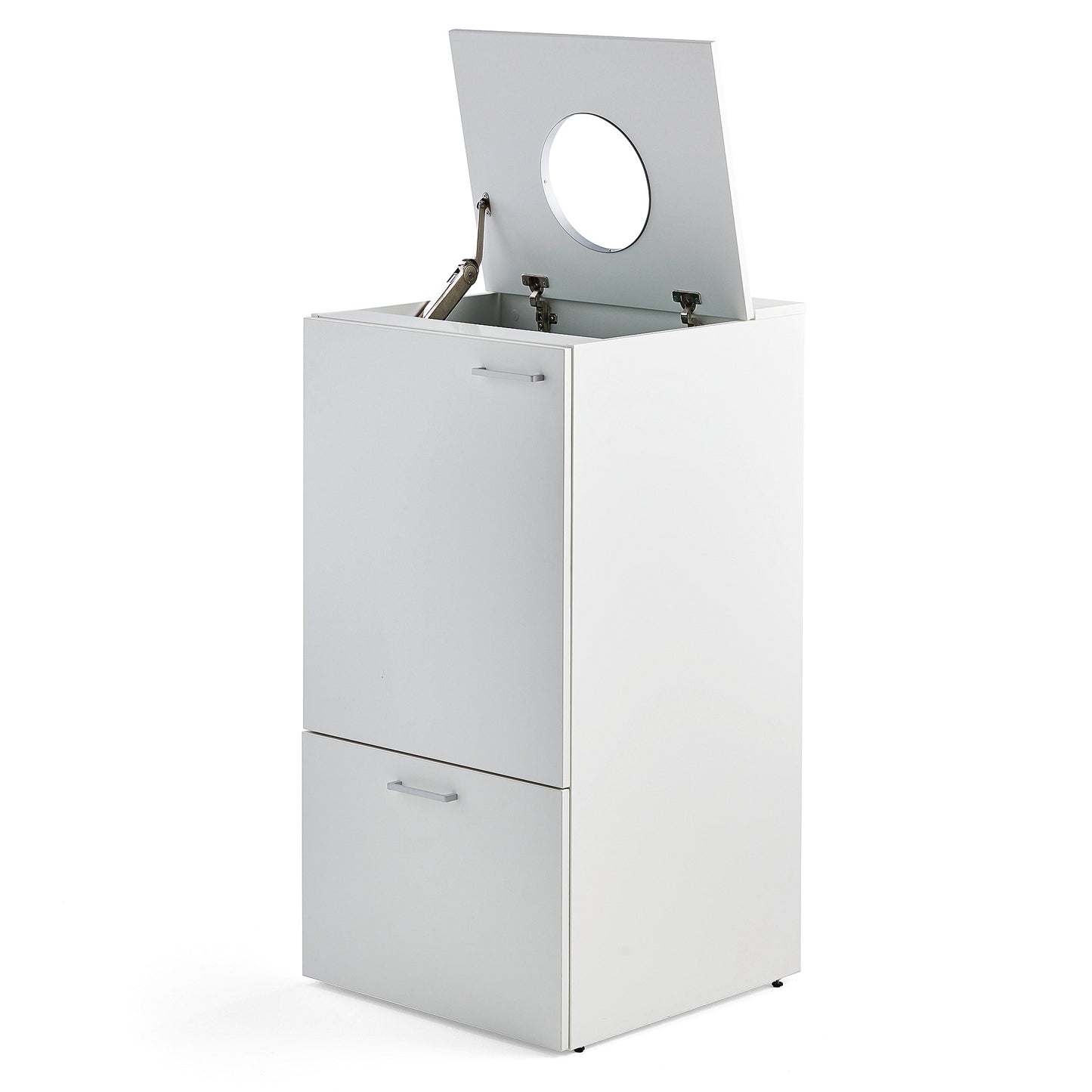 Kildesorteringsskap FAHRENHEIT, skuff, hvit, avfallsbeholder + 2 stk. 25 l plastbakker