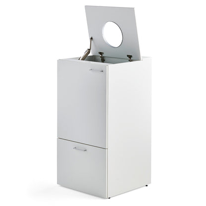 Kildesorteringsskap FAHRENHEIT, skuff, hvit, avfallsbeholder + 2 stk. 25 l plastbakker