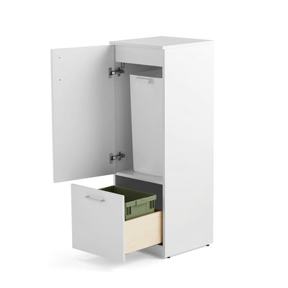 Kildesorteringsskap FAHRENHEIT, skuff, hvit, avfallsbeholder + 21 l plastbakke