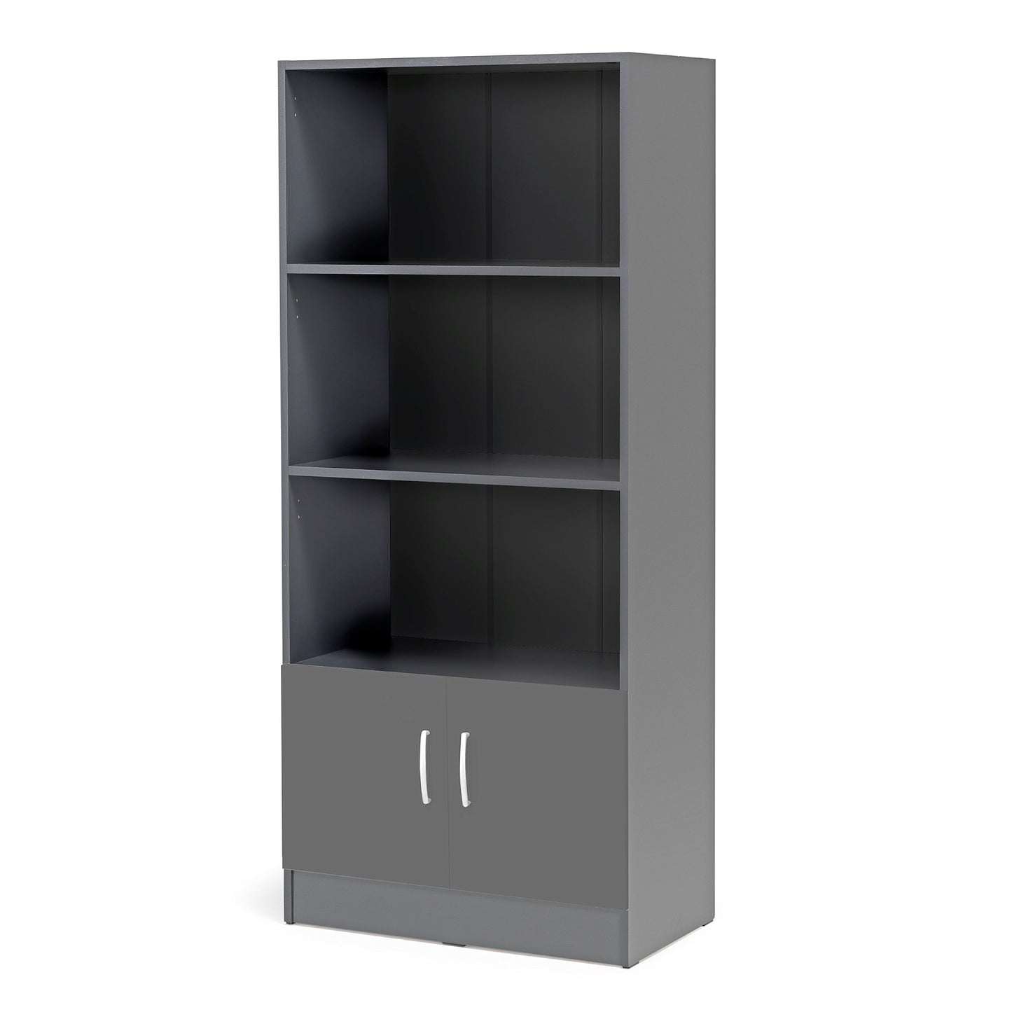 Kontorskap FLEXUS, grå, H1725 B760 D415 mm, 3 åpne hyller