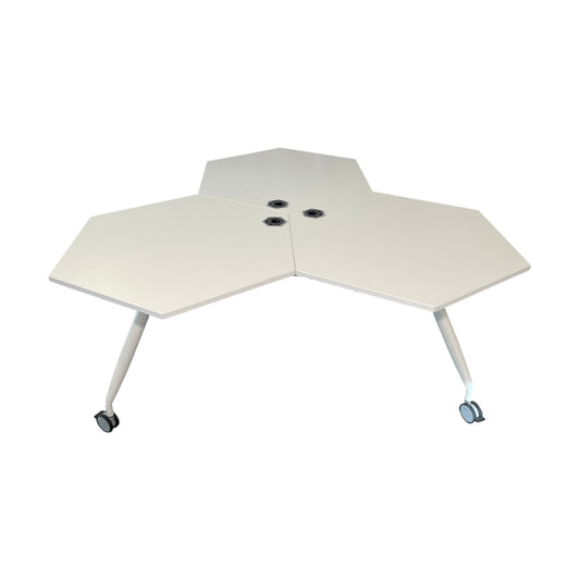 Kinnarps Trixagon skolebord / møtebord, hvit laminat, 164x164 cm