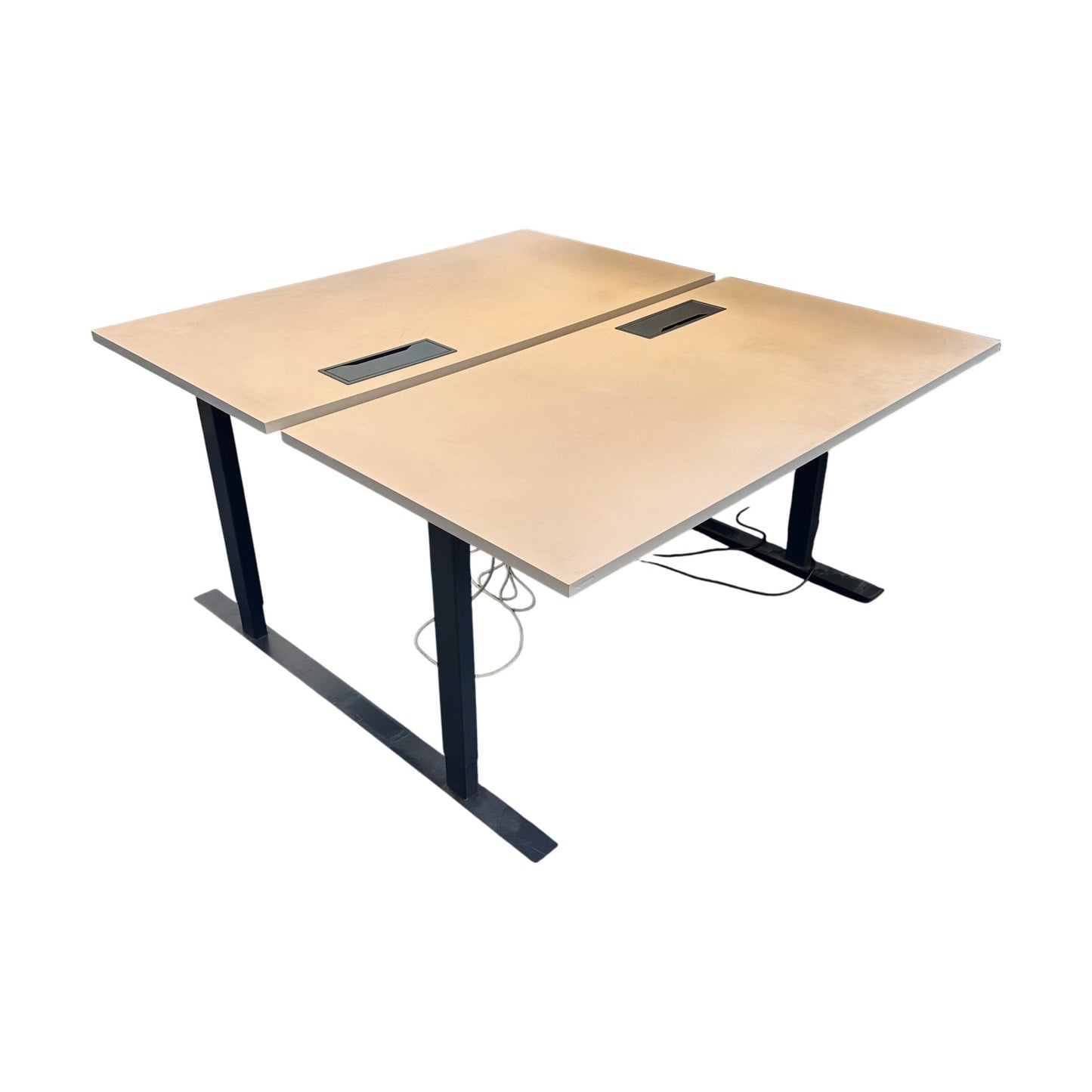 Elektrisk dobbelt hev/senk skrivebord 160x165 cm, beige
