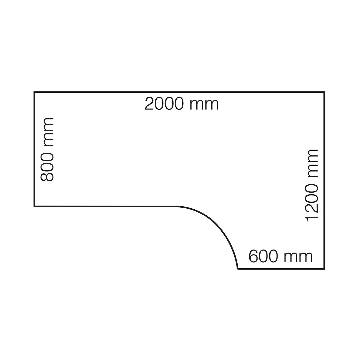 Hjørneskrivebord QBUS, hev/senk, L2000 B1200 mm, svart, svart