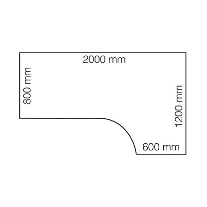 Hjørneskrivebord FLEXUS elektrisk hev/senk skrivebord, bøk og sølv, 200x120 cm, God tilstand