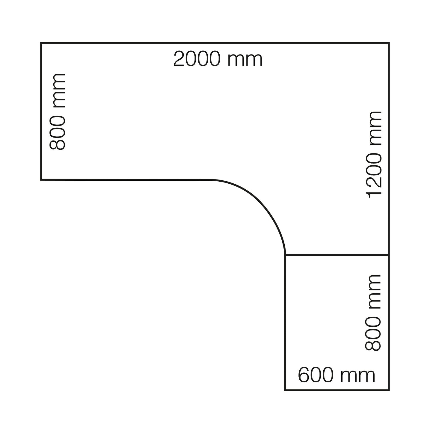 Hjørneskrivebord QBUS, T-stativ, 200x200 cm, svart