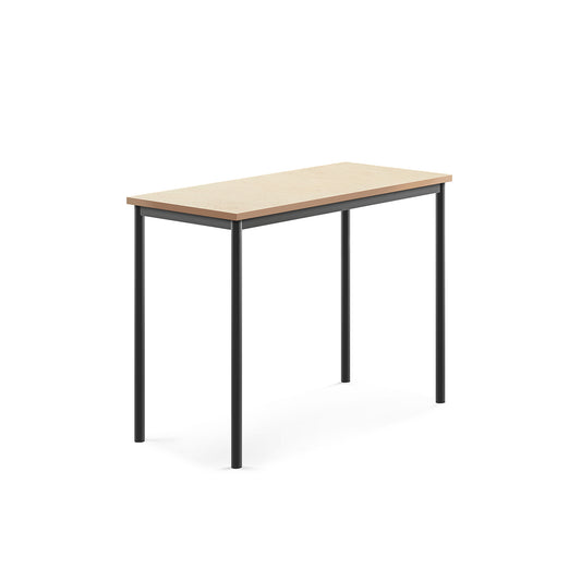 Bord SONITUS, L1200 B600 H900 mm, stativ antrasitt, lydempende linoleum, beige fra AJ Produkter