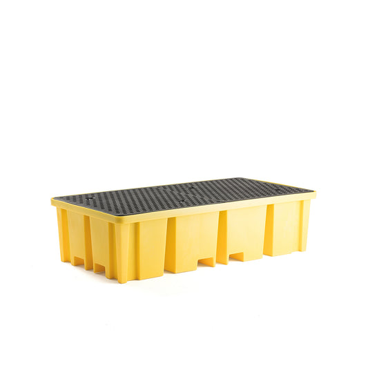Spillpall for 2 IBC-containere, 2340x1225x610 mm, gul fra AJ Produkter
