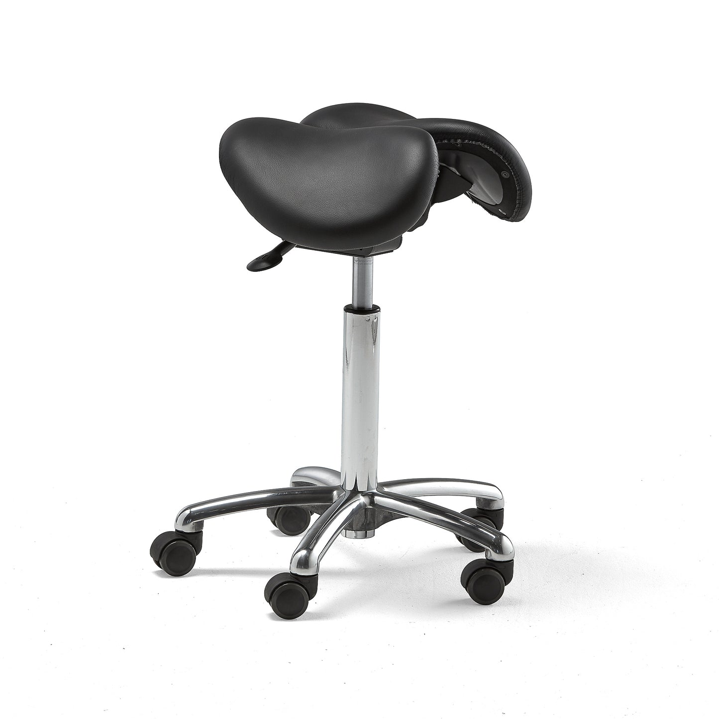Sadelstol HARROW med todelt sete i ekte lær, H560–760 mm fra AJ Produkter