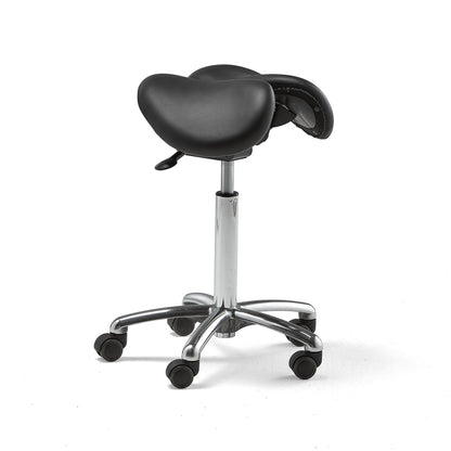 Sadelstol HARROW med todelt sete i ekte lær, H560–760 mm fra AJ Produkter