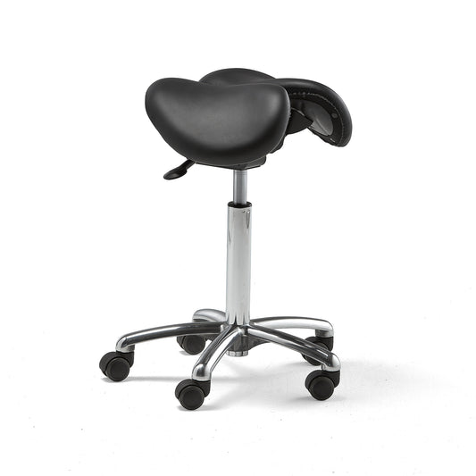 Sadelstol HARROW med todelt sete i ekte lær, H560–760 mm fra AJ Produkter