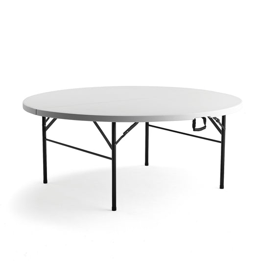 Bord MIKA sammenleggbart, lys grå HD-polyeten, Ø1830 mm, svart stativ fra AJ Produkter