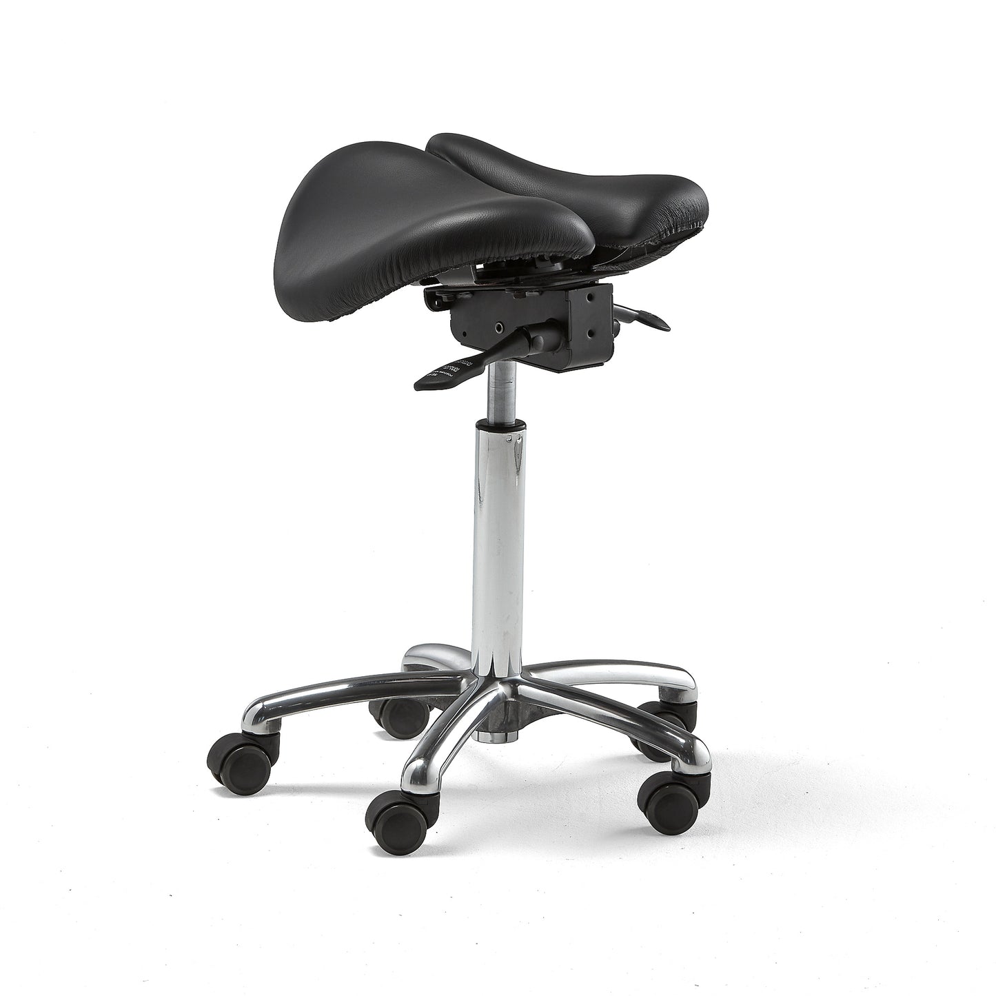 Sadelstol HARROW med todelt sete i ekte lær, H560–760 mm fra AJ Produkter
