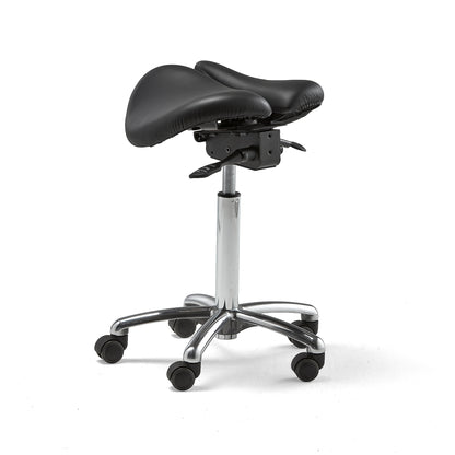 Sadelstol HARROW med todelt sete i ekte lær, H560–760 mm fra AJ Produkter