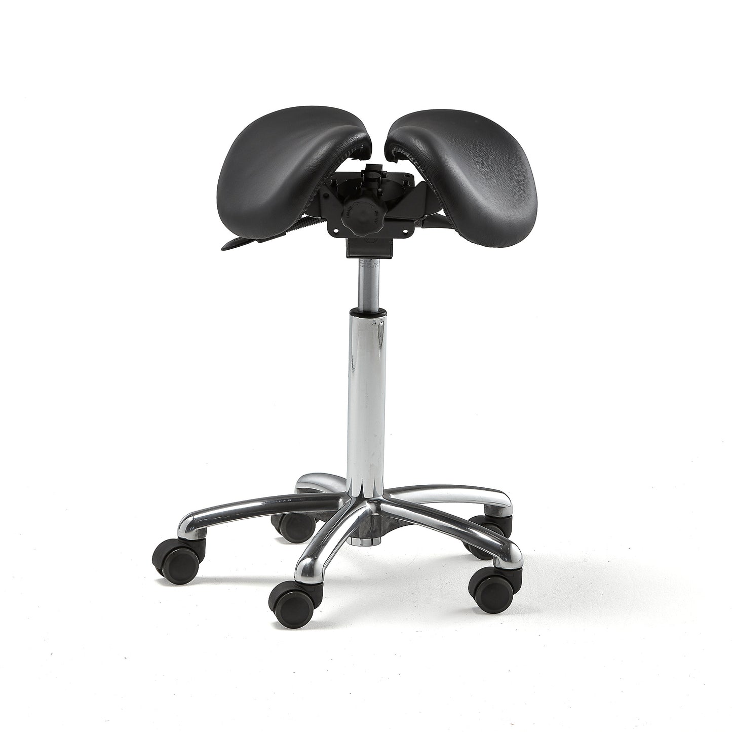 Sadelstol HARROW med todelt sete i ekte lær, H560–760 mm fra AJ Produkter