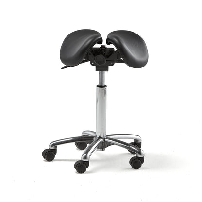 Sadelstol HARROW med todelt sete i ekte lær, H560–760 mm fra AJ Produkter