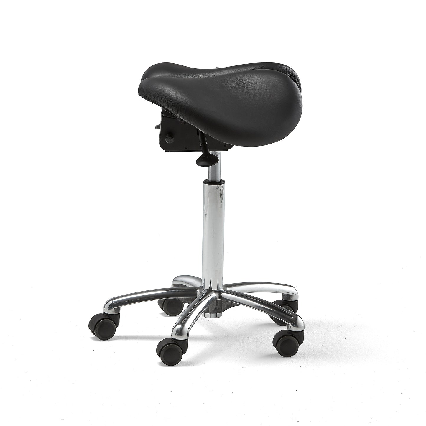 Sadelstol HARROW med todelt sete i ekte lær, H560–760 mm fra AJ Produkter