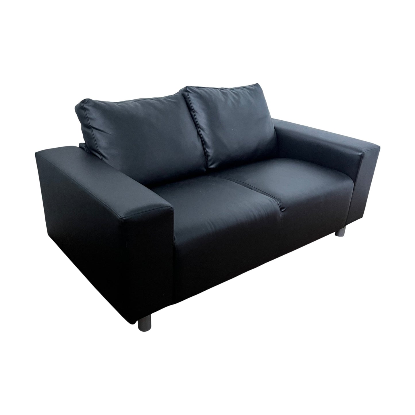 Sort 2-seter sofa i skinn