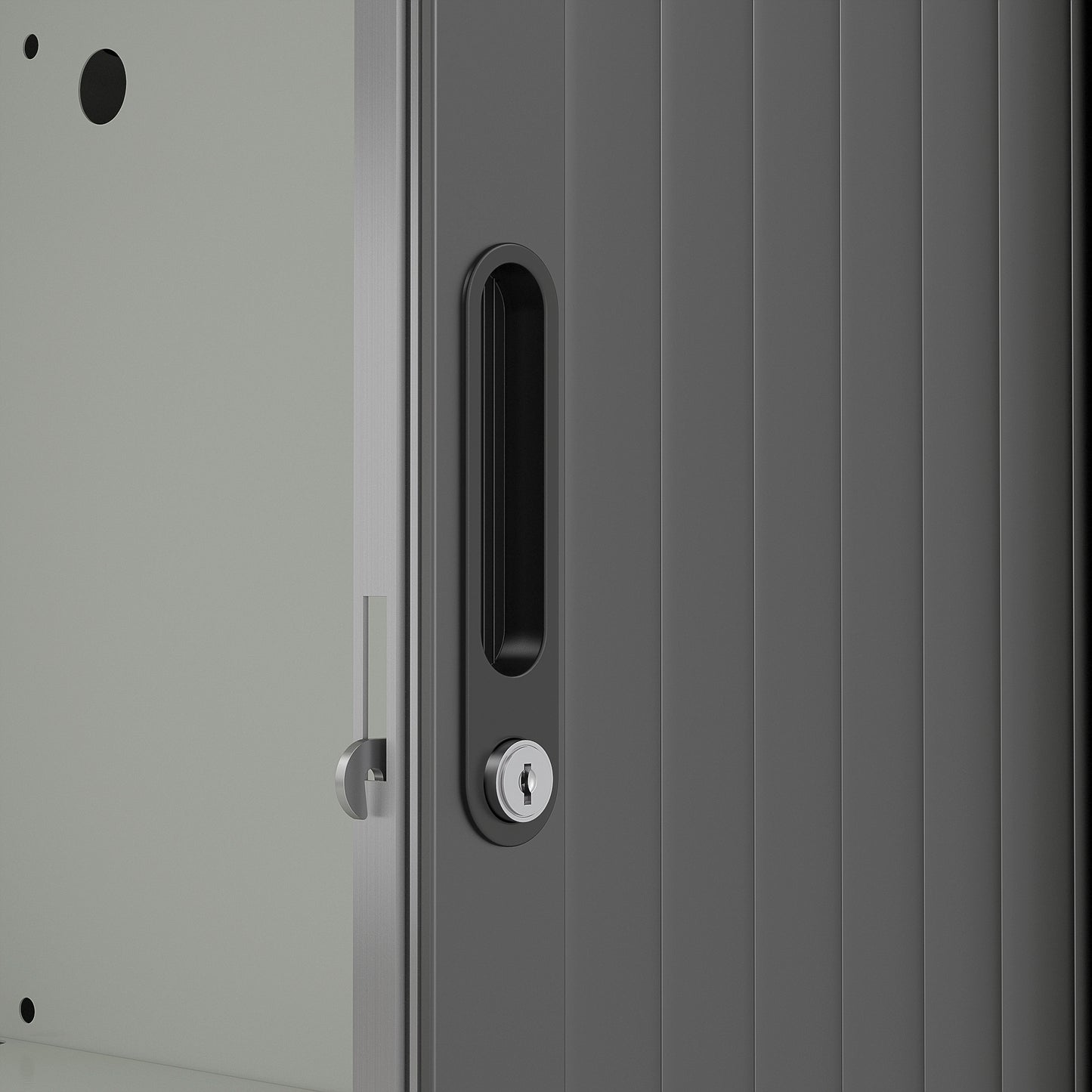 Sjalusiskap STUDIO, H440 B1000 D420 mm, grå med svarte dører