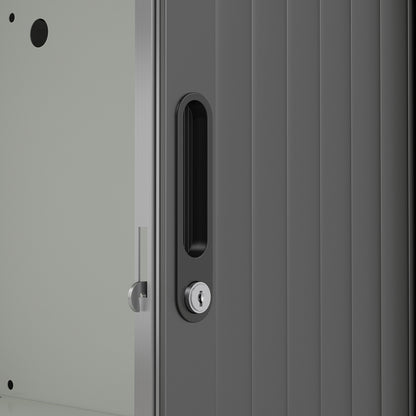 Sjalusiskap STUDIO, H440 B1000 D420 mm, grå med svarte dører