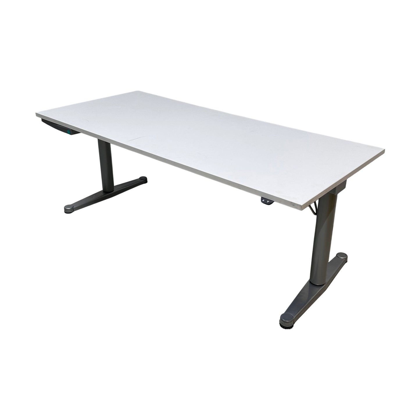 Elektrisk hev/senk skrivebord fra Horreds, hvit plate, 180x80 cm