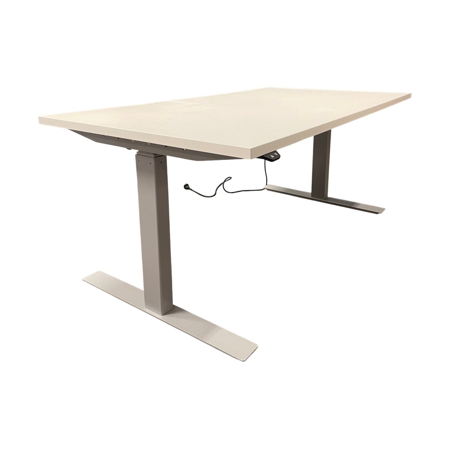 Elektrisk hev/senk skrivebord med Linak-motor, hvit laminat, 160x80 cm