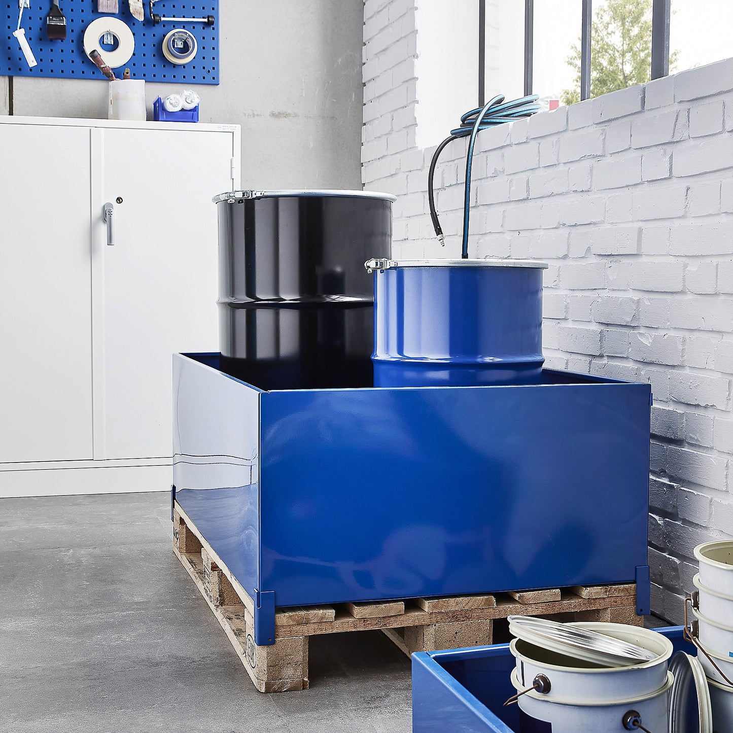 Spillkar, 400 liter, stål, blå