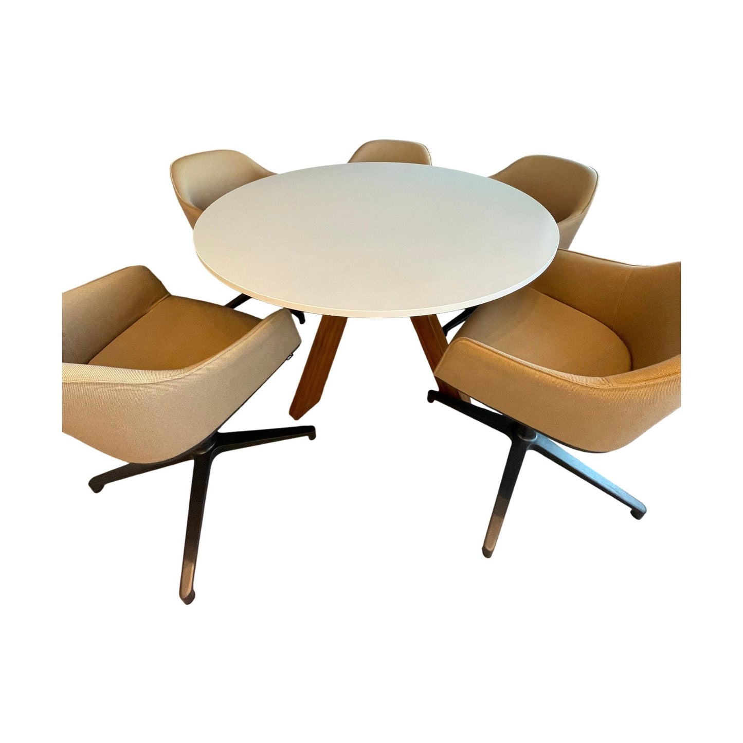 Sirkulært møtebord, hvit, Ø130 cm