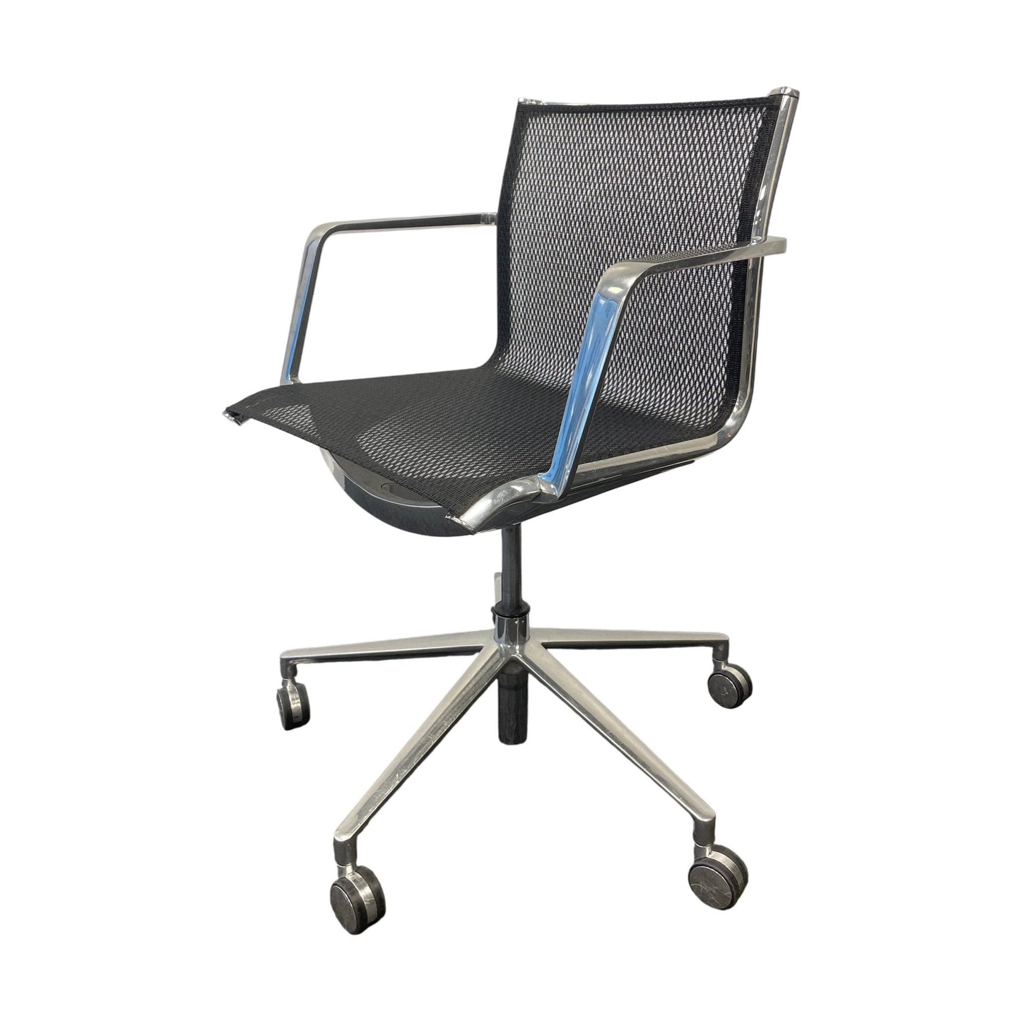 ICF Una møteromsstol, svart, med armlener og hjul