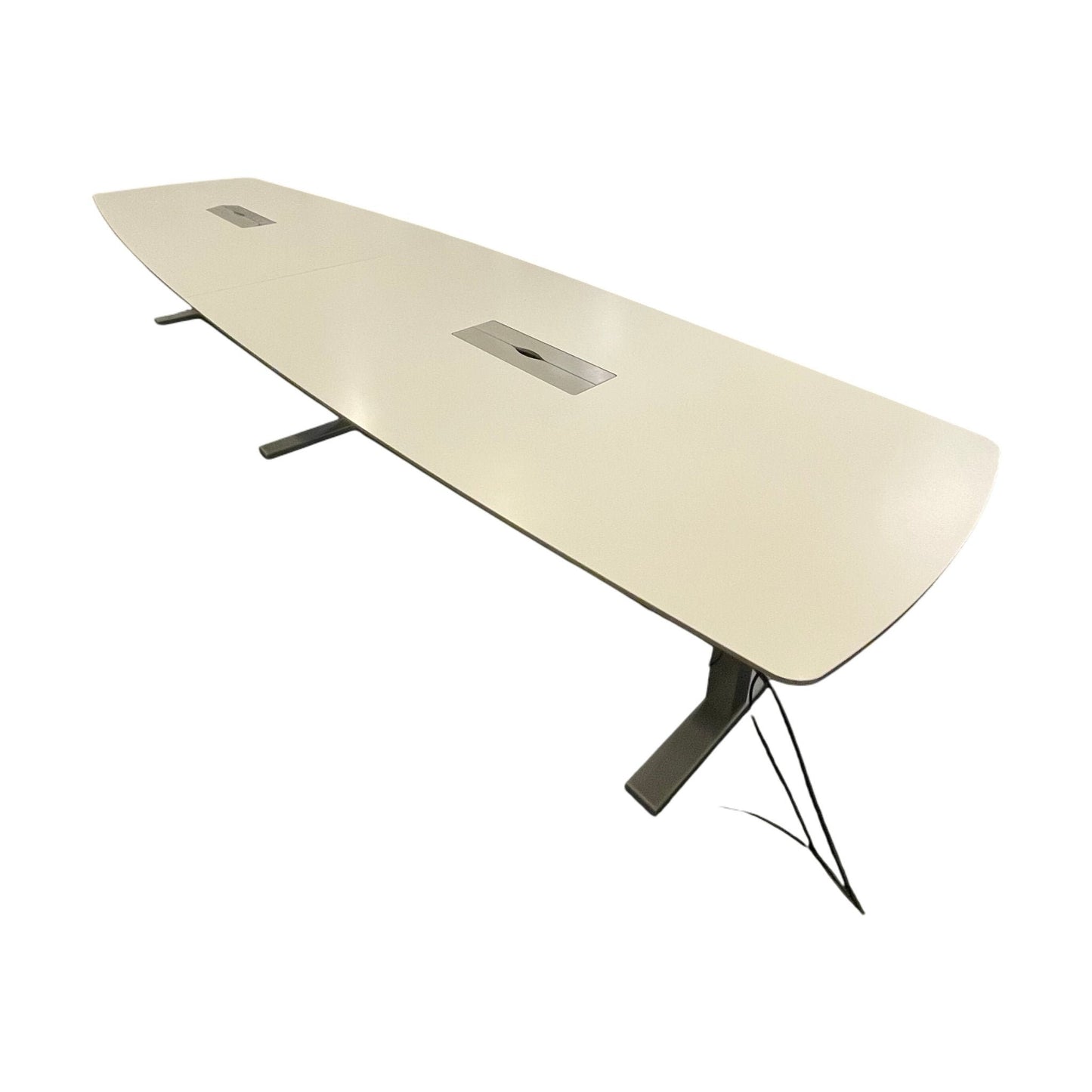 Møtebord fra Kinnarps, hvit laminat, 420x112 cm