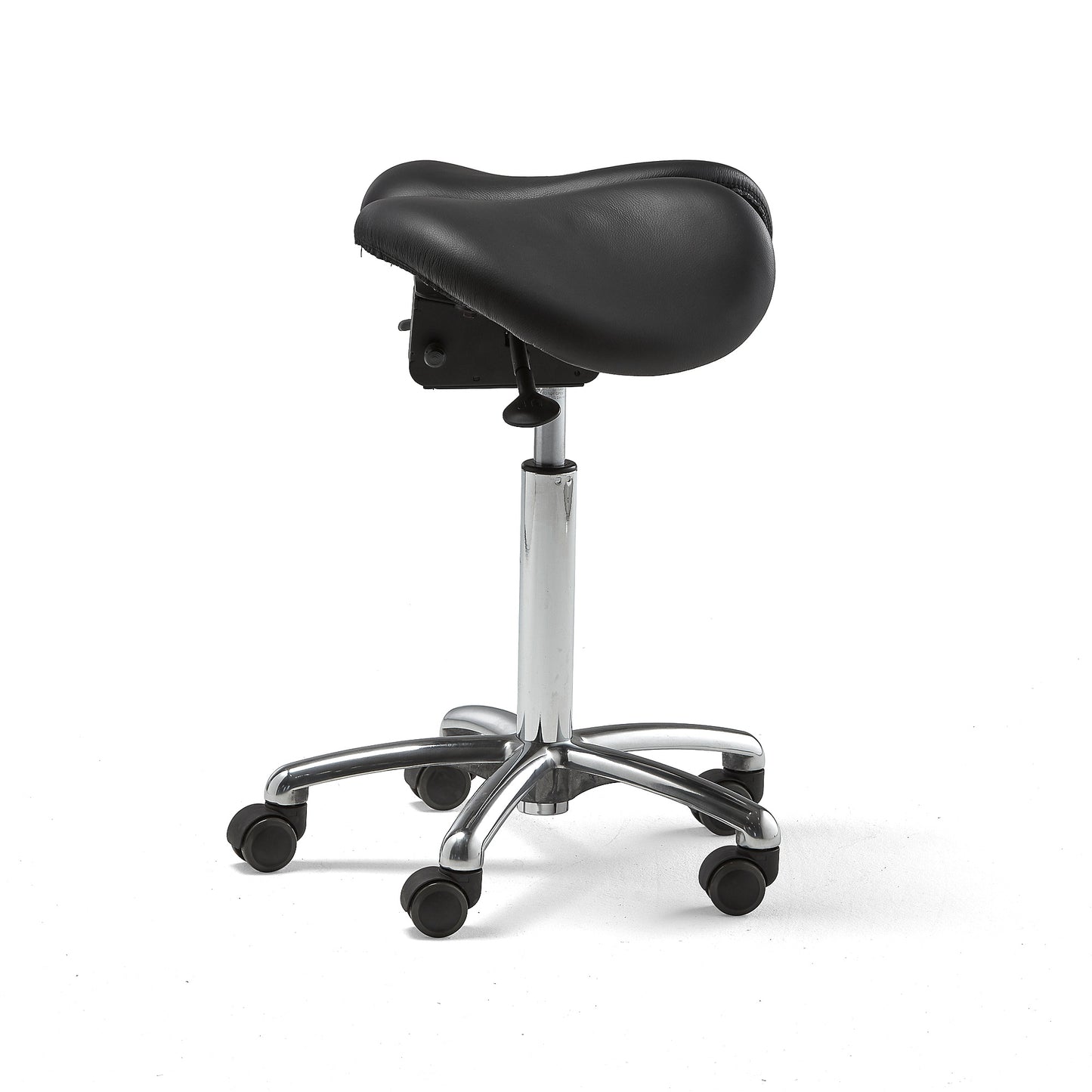 Sadelstol HARROW med todelt sete i ekte lær, H560–760 mm fra AJ Produkter