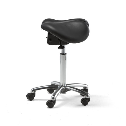 Sadelstol HARROW med todelt sete i ekte lær, H560–760 mm fra AJ Produkter