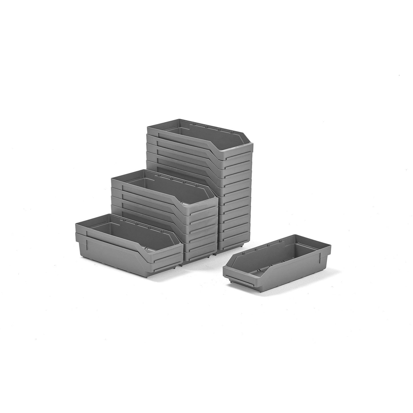 Smådelsbakke REACH, L400 B180 H95 mm, 20-pk., grå fra AJ Produkter
