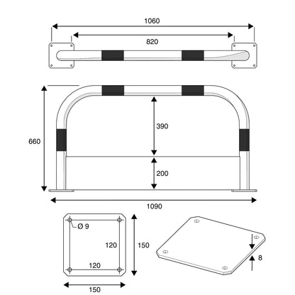 Avsperringsgjerde, rett, L1000 H650 mm, gul/svart fra AJ Produkter