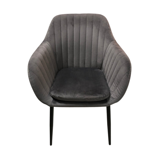 Emilia spisestol fra A-Møbler, mørk grå velour