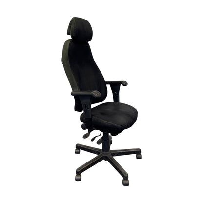 Kontorstol Malmstolen Classic 4000 Høy rygg, Sort med armlener og nakkestøtte