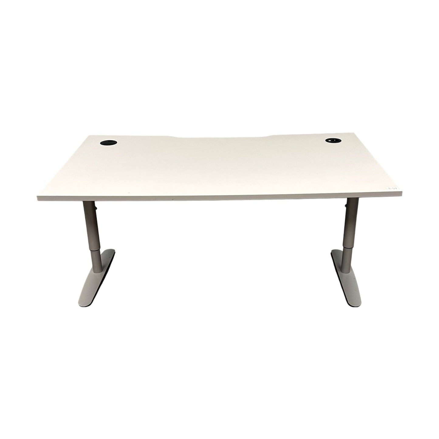 Manuelt hev/senk skrivebord, hvit, 160x90 cm