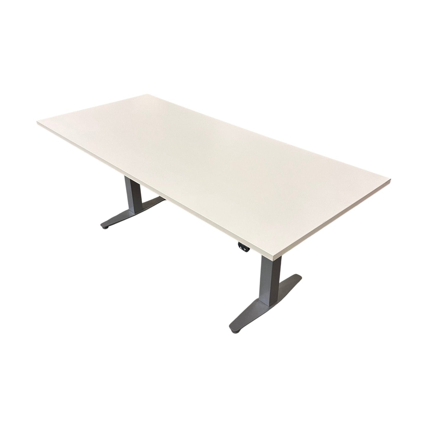 Elektrisk hev/senk skrivebord, hvit laminat, 180x80 cm