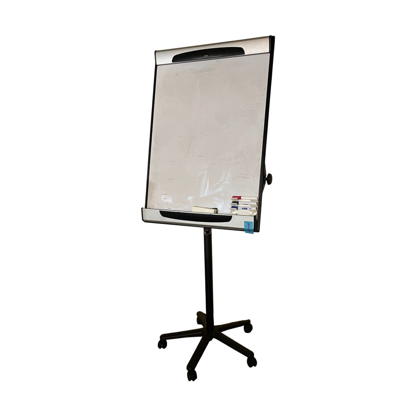 Whiteboard på hjul med sort ramme