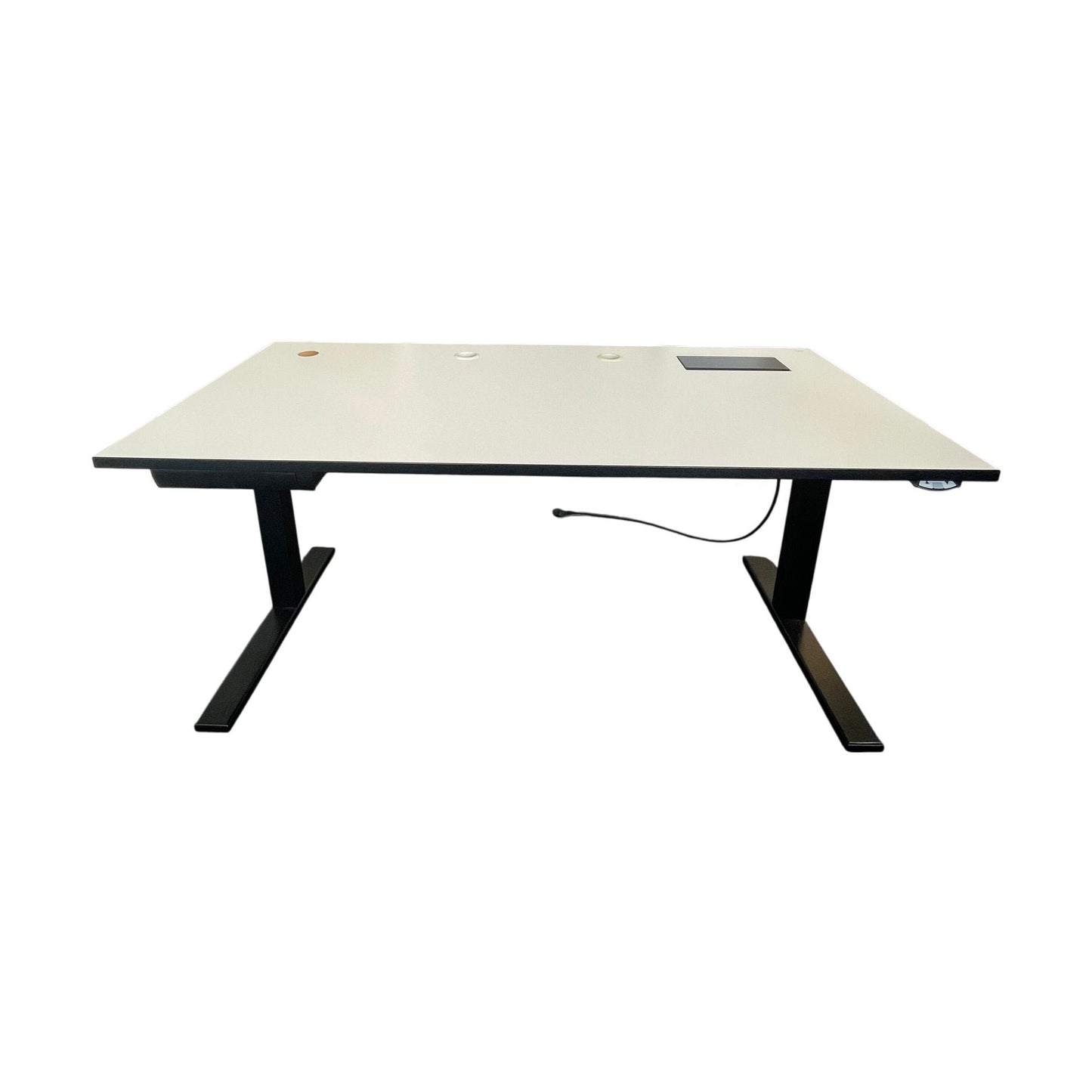 Elektrisk hev/senk skrivebord, sort og hvit, 160x80 cm