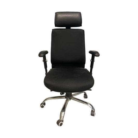 Kontorstol AS6000, Sort tekstil med armlener, krom