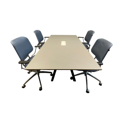 Møtebord, grå plate med sort understell, 180x100 cm