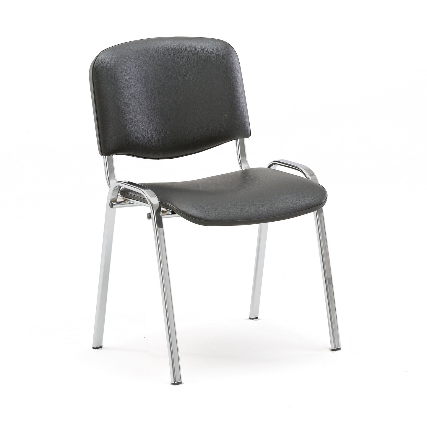 Konferansestol NELSON, 4-pk., kunstskinn, svart/krom fra AJ Produkter
